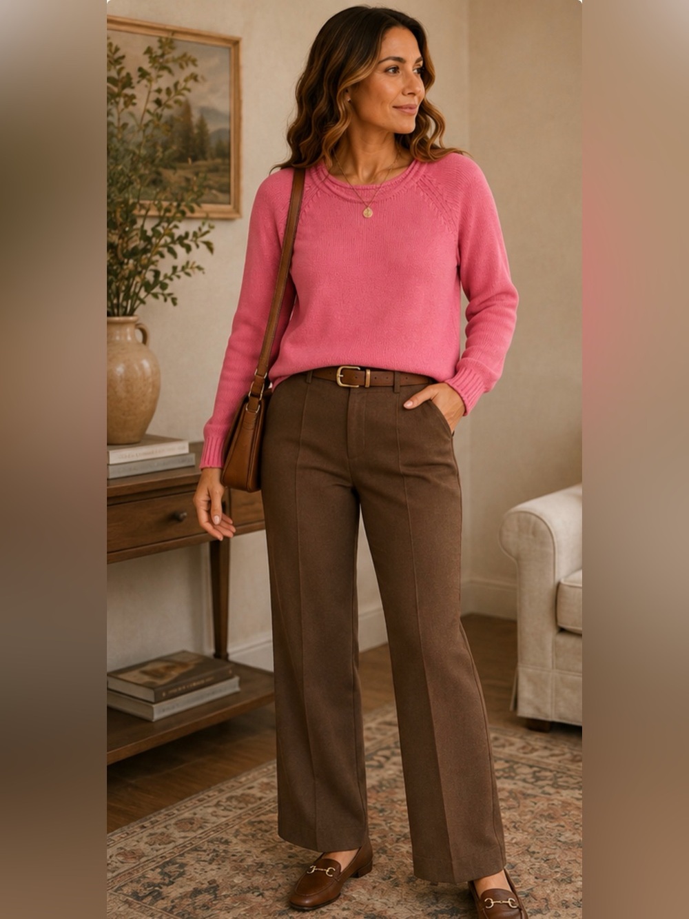 Carolyn Taylor Pink 100% Cotton Knit Sweater XL Raglan Sleeve Coastal Preppy